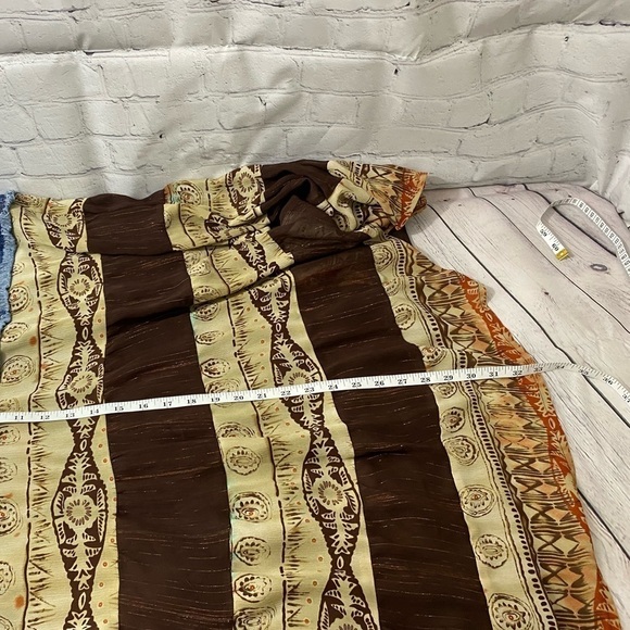 CATO WOMENS PLUS SIZE 26W DENIM AZTEC PRINT TIERED FRINGE FLARED WESTERN SKIRT - Picture 6 of 7